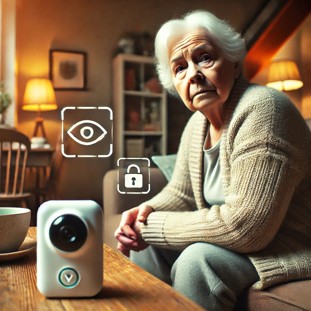 Elderly person concerned about privacy in fall detection